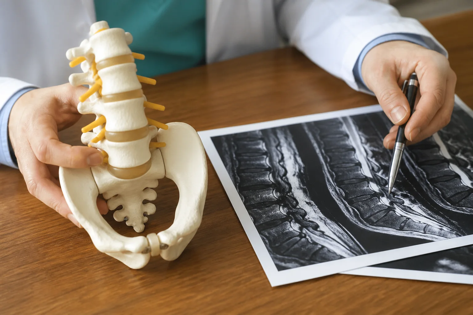 Patient och specialist samtalar om rörlighet vid spinal stenos